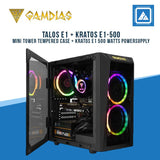 TALOS E1 - Mini Tower Tempered Case + KRATOS e1 500 watts powersupply (Budle GAMDIAS POWER SUPPLY KRATOS E1-500/)