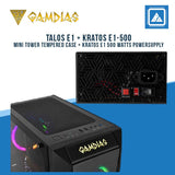TALOS E1 - Mini Tower Tempered Case + KRATOS e1 500 watts powersupply (Budle GAMDIAS POWER SUPPLY KRATOS E1-500/)