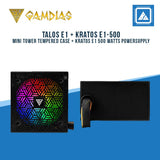 TALOS E1 - Mini Tower Tempered Case + KRATOS e1 500 watts powersupply (Budle GAMDIAS POWER SUPPLY KRATOS E1-500/)