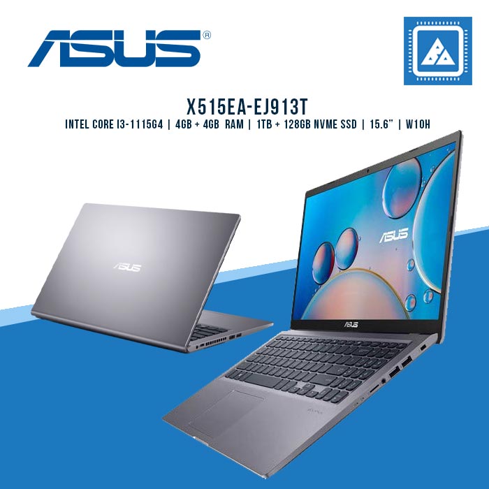 ASUS X515EA-EJ913T I3-1115G4 | 4GB + 4GB RAM | 1TB + 128GB NVME SSD | 15.6" | W10H (GRY)