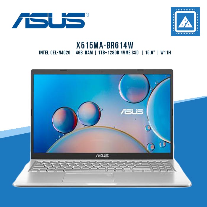 ASUS X515MA-BR614W CEL-N4020 | 4GB RAM | 1TB + 128GB NVME | 15.6" | W11H (SLV)