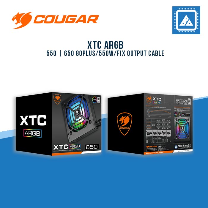 COUGAR PSU XTC550 | XTC650 ARGB 80PLUS/550W/FIX OUTPUT CABLE