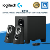 Logitech Z313 2.1 Multimedia Speaker System with Subwoofer, Full Range Audio, 50 Watts Peak Power, Strong Bass, 3.5mm Audio Inputs, UK Plug, PC/PS4/Xbox/TV/Smartphone/Tablet/Music Player - Black