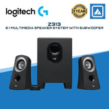 Logitech Z313 2.1 Multimedia Speaker System with Subwoofer, Full Range Audio, 50 Watts Peak Power, Strong Bass, 3.5mm Audio Inputs, UK Plug, PC/PS4/Xbox/TV/Smartphone/Tablet/Music Player - Black