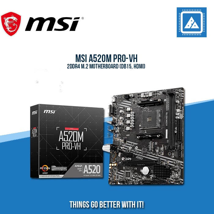 MSI A520M PRO-VH 2DDR4 M.2 MOTHERBOARD (DB15, HDMI)