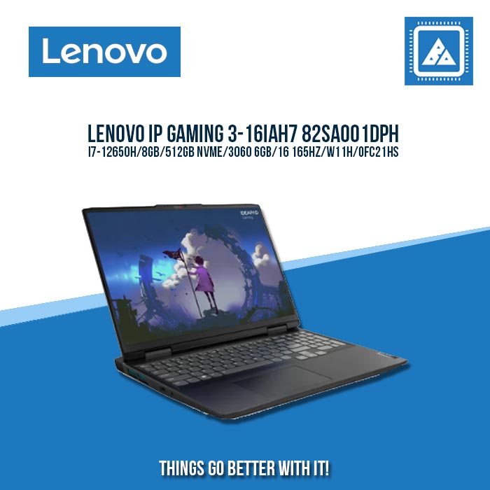 LENOVO IP GAMING 3-16IAH7 82SA001DPH I7-12650H/8GB/512GB NVME/3060 6GB | BEST FOR GAMING AND AUTOCAD LAPTOP