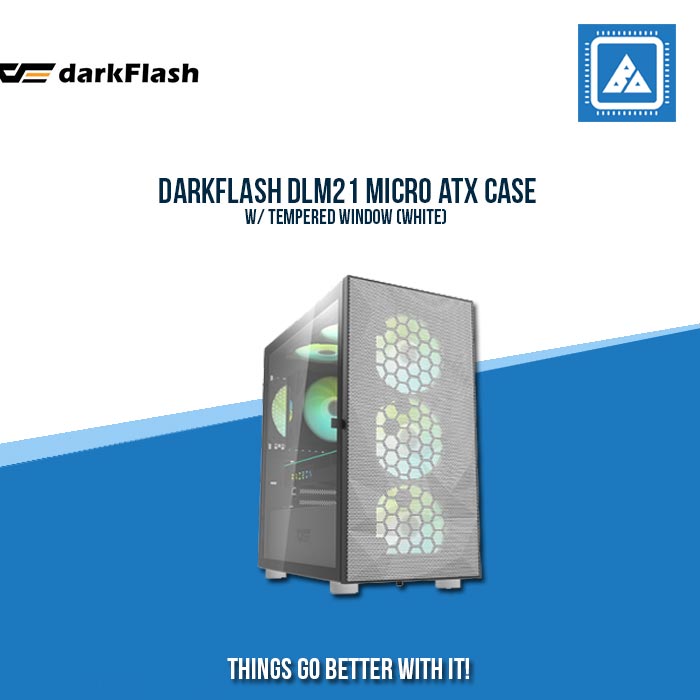 DARKFLASH DLM21 MICRO ATX CASE W/ TEMPERED WINDOW (WHITE)