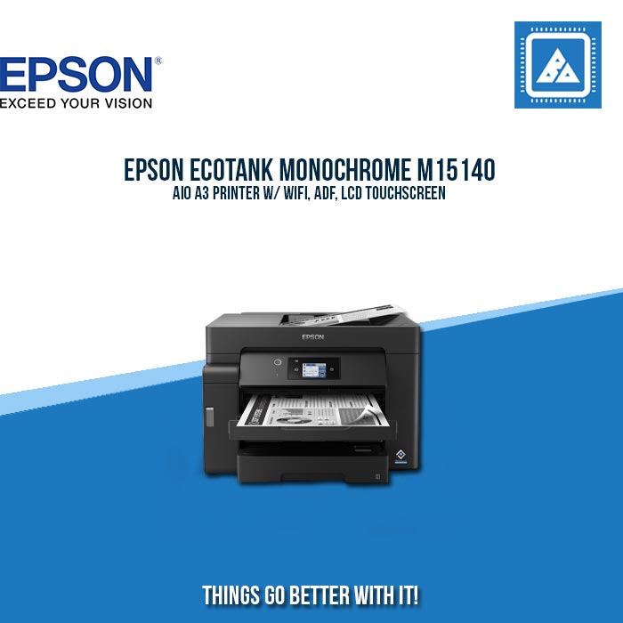 EPSON ECOTANK MONOCHROME M15140 AIO A3 PRINTER W/ WIFI, ADF, LCD TOUCHSCREEN