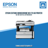 EPSON ECOTANK MONOCHROME M3170 AIO PRINTER W/ WIFI, ADF, FAX, LCD TOUCHSCEEN