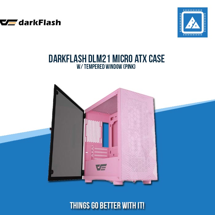 DARKFLASH DLM21 MICRO ATX CASE W/ TEMPERED WINDOW (PINK)