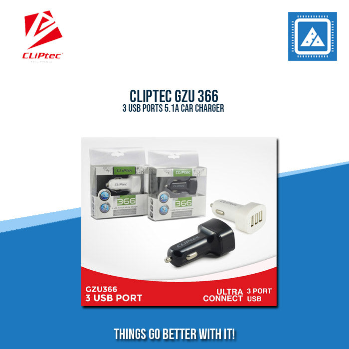 CLIPTEC GZU 366 3 USB PORTS 5.1A CAR CHARGER