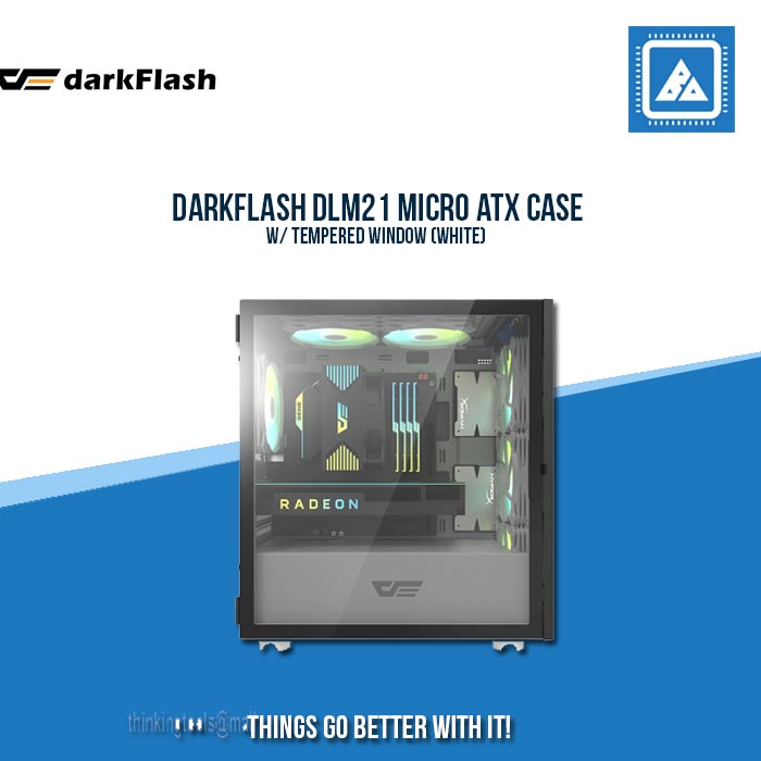 DARKFLASH DLM21 MICRO ATX CASE W/ TEMPERED WINDOW (WHITE)