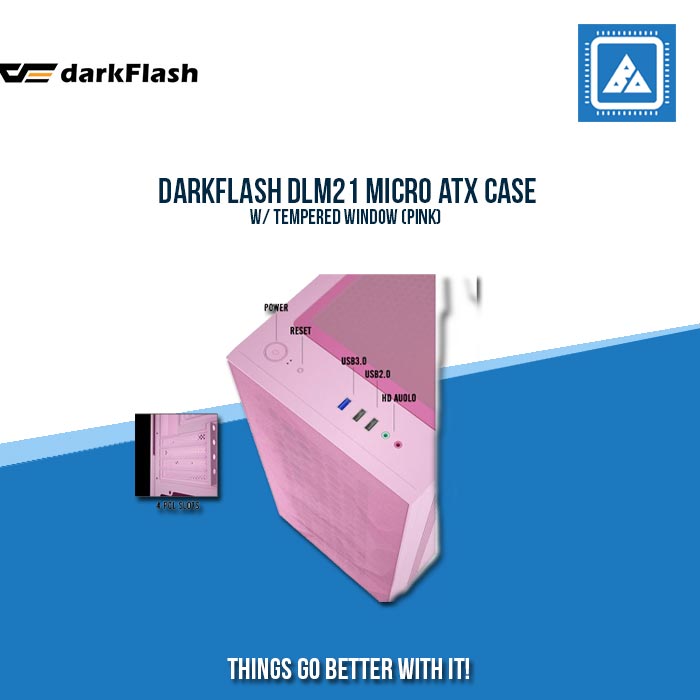 DARKFLASH DLM21 MICRO ATX CASE W/ TEMPERED WINDOW (PINK)