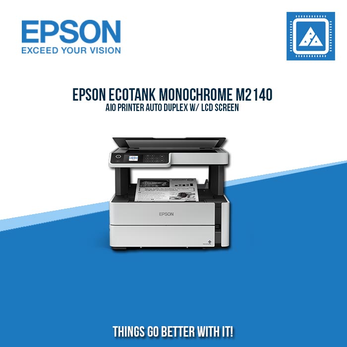 EPSON ECOTANK MONOCHROME M2140 AIO PRINTER AUTO DUPLEX W/ LCD SCREEN