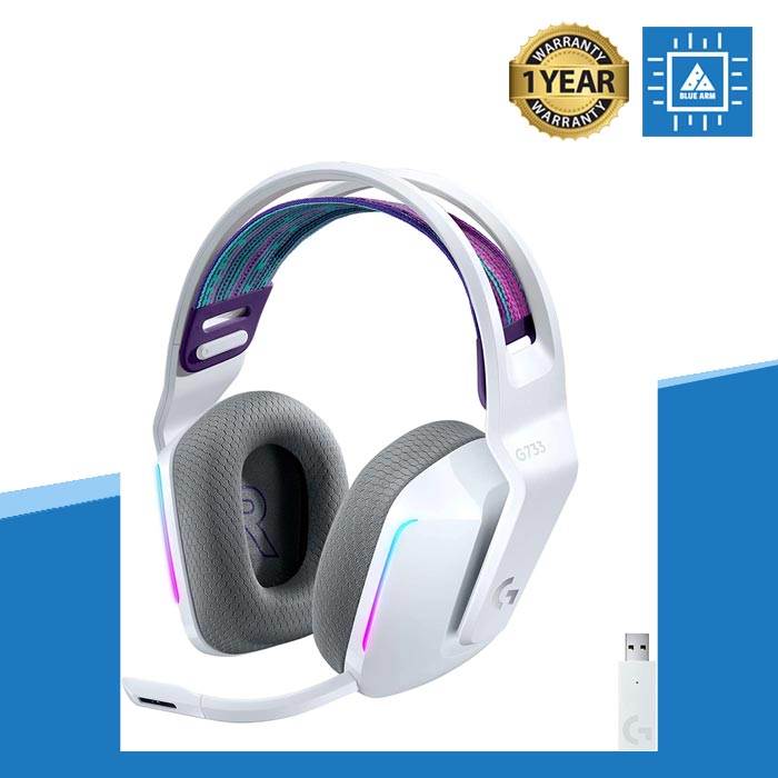 LOGITECH G733 LIGHTSPEED WIRELESS RGB GAMING HEADSET (WHITE | BLACK) W/ HEADSET STAND