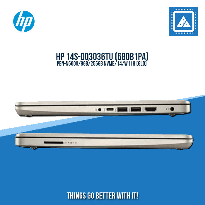 HP 14S-DQ3036TU (680B1PA) PEN-N6000/8GB/256GB NVME/14/W11H (GLD) Best for Freelancing and Students