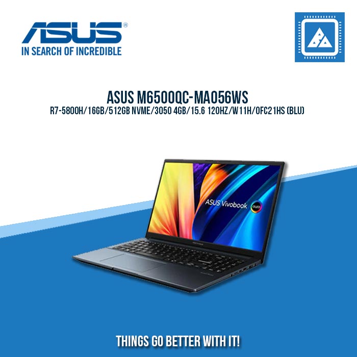 ASUS M6500QC-MA056WS R7-5800H/16GB/512GB NVME/3050 4GB | BEST FOR GAMING AND AUTOCAD LAPTOP