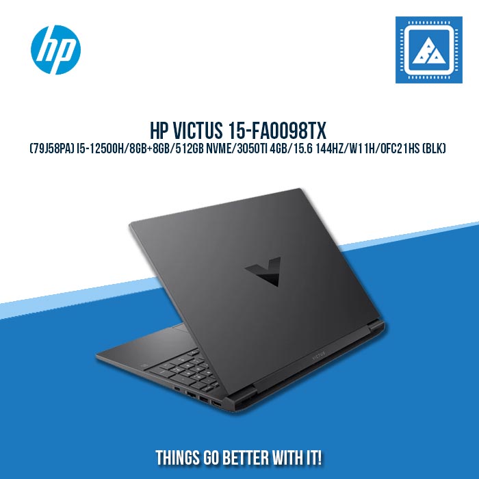 HP VICTUS 15-FA0098TX (79J58PA) I5-12500H/16GB(2x8gb)/512GB NVMe/3050Ti 4GB | BEST FOR GAMING AND AUTOCAD LAPTOP