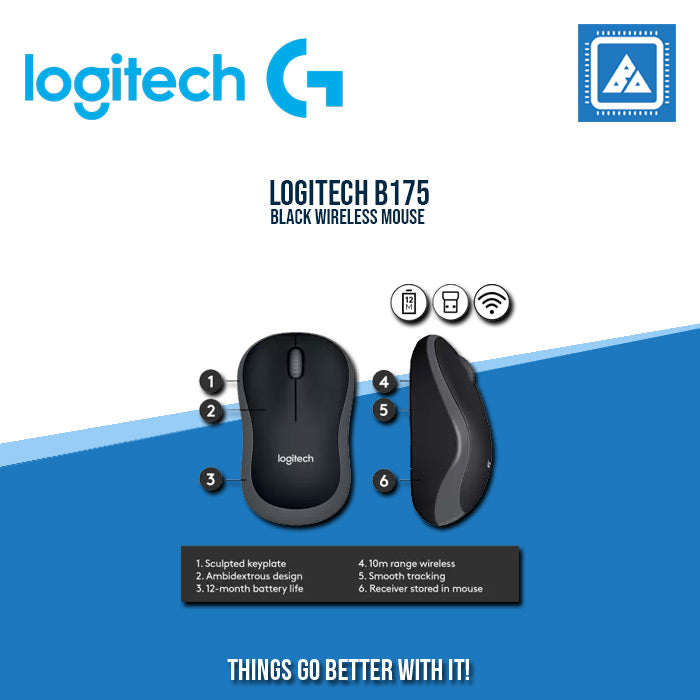 LOGITECH B175 WIRELESS MOUSE - BLK