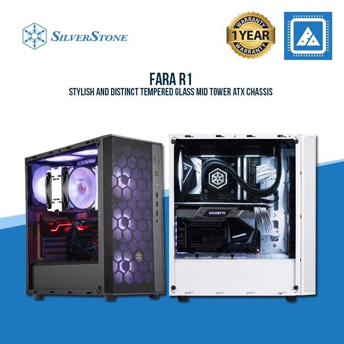 FARA R1 BLACK | WHITE ATXMID-TOWER CASE WITH TEMPERED GLASS WINDOW